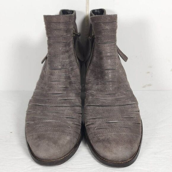 Paul Green Women's Malibu US7,5-8 AU5 Leather Sliced Metallic Earth Ankle Boots - Picture 4 of 13